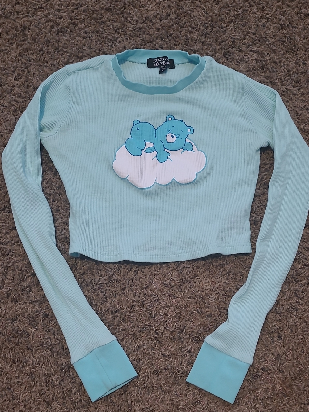 Teal Care Bear Cropped Top